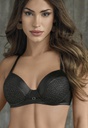 CONJUNTO DE MICROFIBRA ENGOMADA CON DETALLE FANTASIA RED LUREX CORPIÑO PUSH UP SOFT Y TANGALES