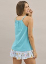 VER. PIJAMA MUSCULOSA BORDADA CON SHORT ESTAMPADO