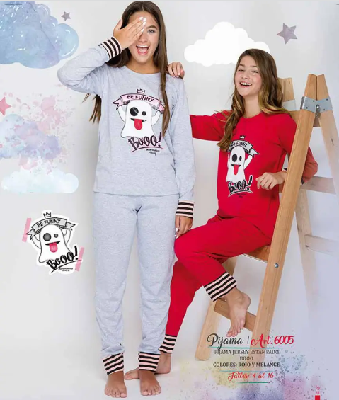 INV. PIJAMA JERSEY ESTAMPADO "BOOO"   INVIERNO
