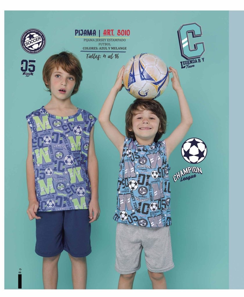 VER. PIJAMA JERSEY ESTAMPADO "FUTBOL"  VERANO