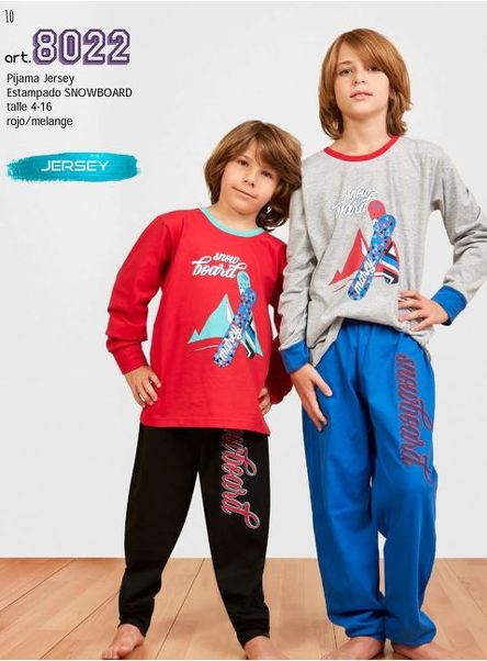LIQUIDACION ! - INV. PIJAMA JERSEY ESTAMPADO &quot;SNOWBOARD&quot;