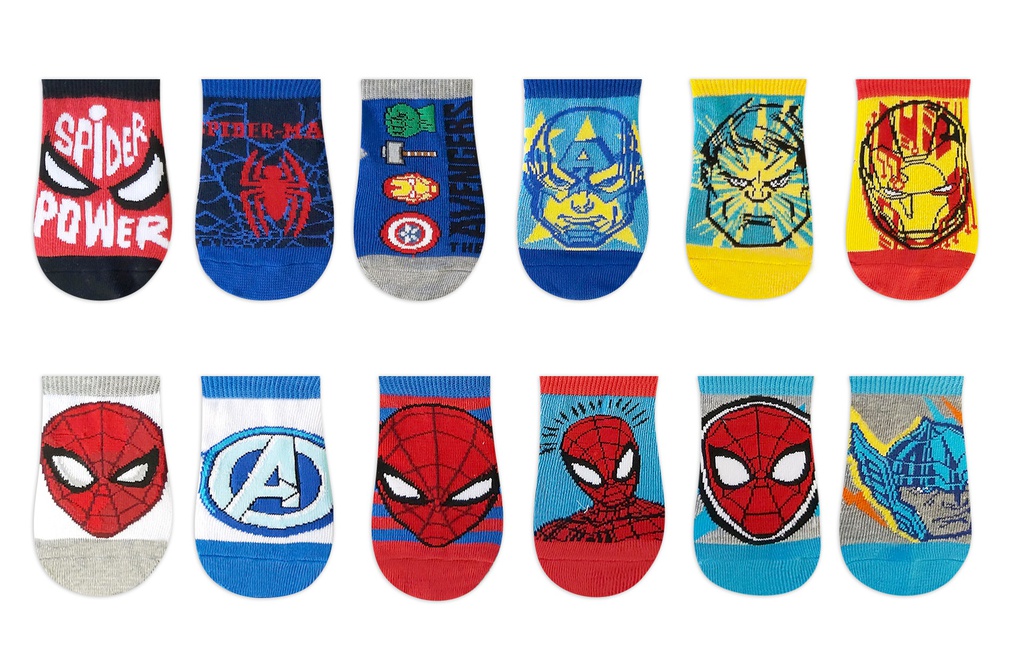 SOQUETE SPIDERMAN Y AVENGERS  TALLE 4