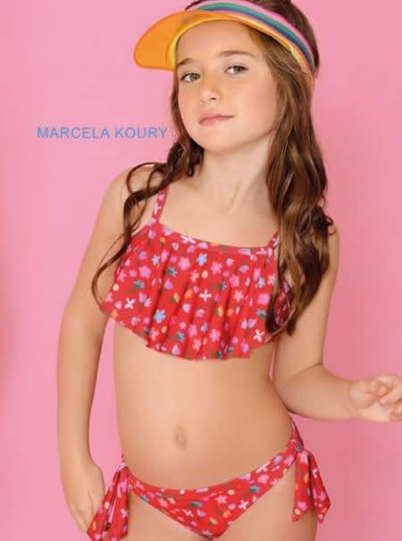 MALLA BIKINI NENA CONJUNTO ESTAMPADO TOP CON VOLADO Y VEDETINA CON MOÑOS LATERALES &quot;SUNNY DAYS&quot;