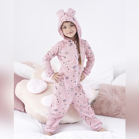 LIQUIDACION ! - INV. PIJAMA ENTERITO DE INVIERNO ESTAMPADO CON CIERRE Y PUÑOS DE NENA