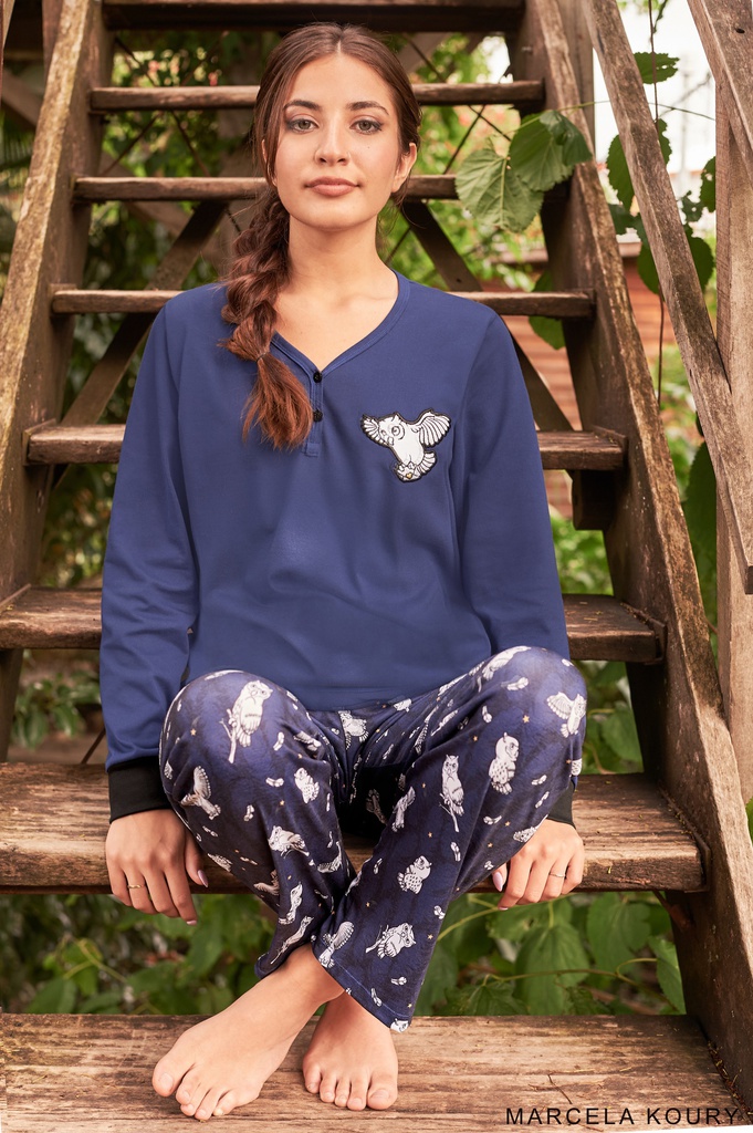 LIQUIDACION ! - INV. CONJUNTO PIJAMA JERSEY MANGAS LARGAS  C/BORD.Y PUÑ.Y PANT.EST.&quot;LOVEBIRD&quot;