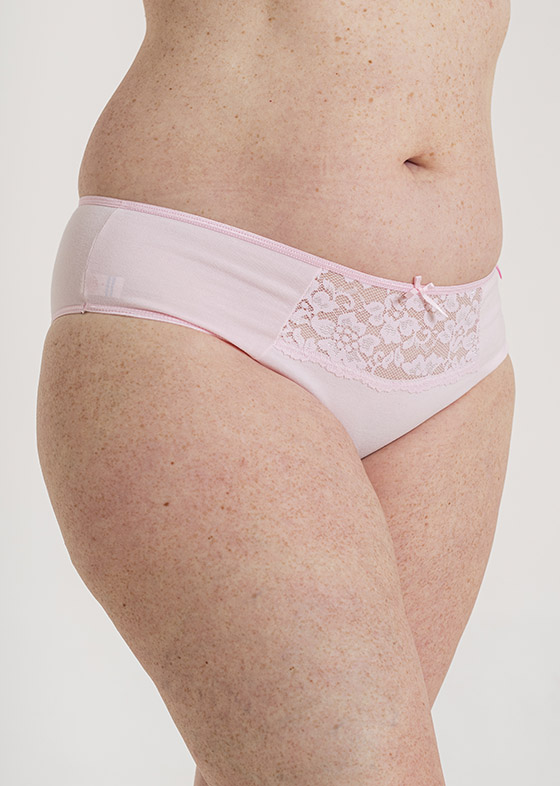 ROSA BOMBACHA ESPECIAL ALGODON Y LYCRA CON RECORTES DE PUNTILLA