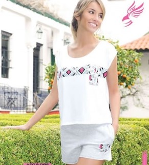 VER. SHORT DAMA ALGODÓN LISO RUSTICO CON INSCRIPCION COLOR