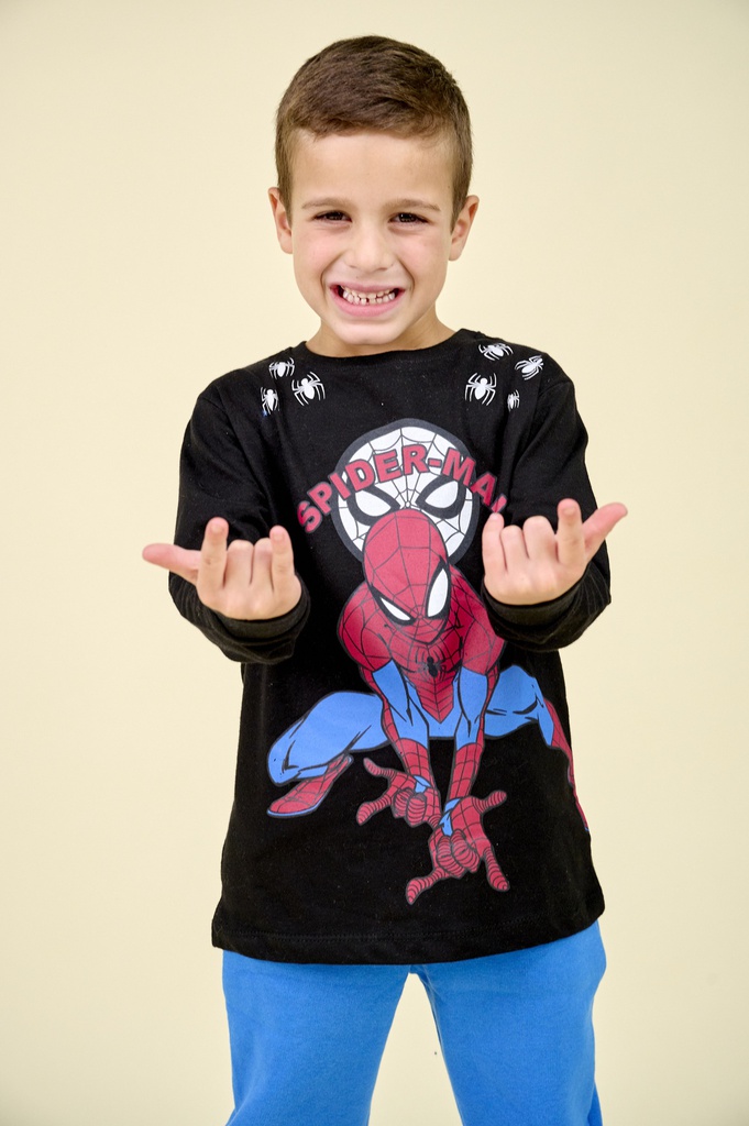 LIQUIDACION ! - INV. REMERA DE JERSEY ML ESTAMPADA &quot;SPIDERMAN&quot; CON PUÑOS