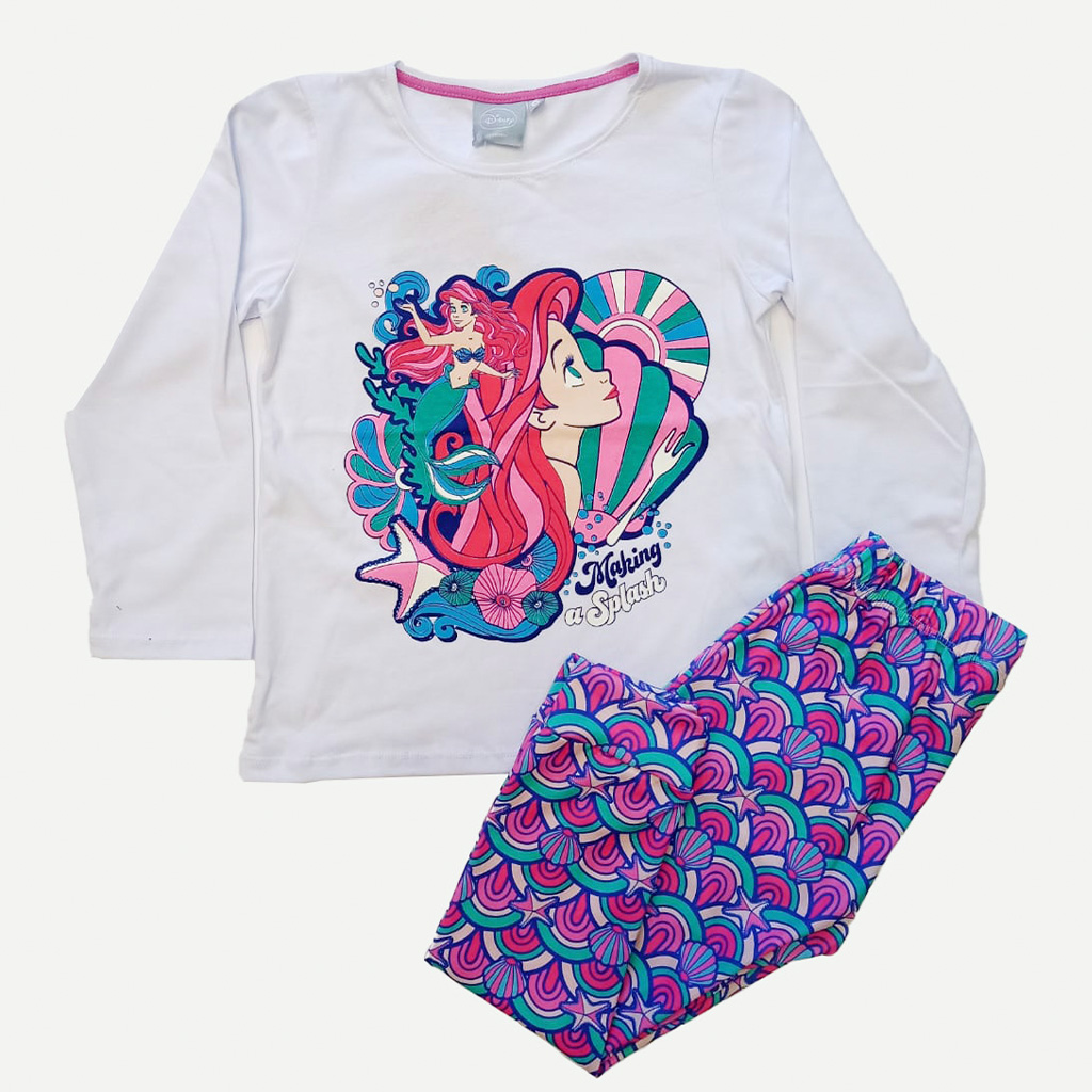 INV. PIJAMA ML DE JERSEY ESTAMPADO &quot;PRINCESAS SIRENITA ARIEL&quot;