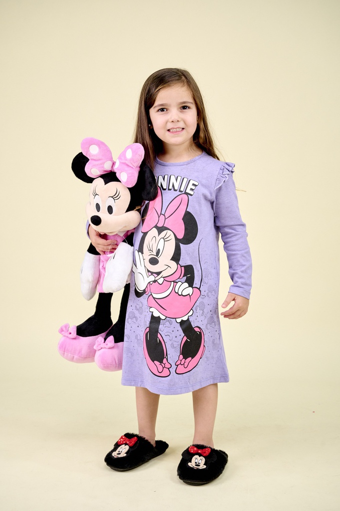 LIQUIDACION ! - INV. CAMISON DE JERSEY ML CON ESTAMPA "MINNIE" Y VOLADOS