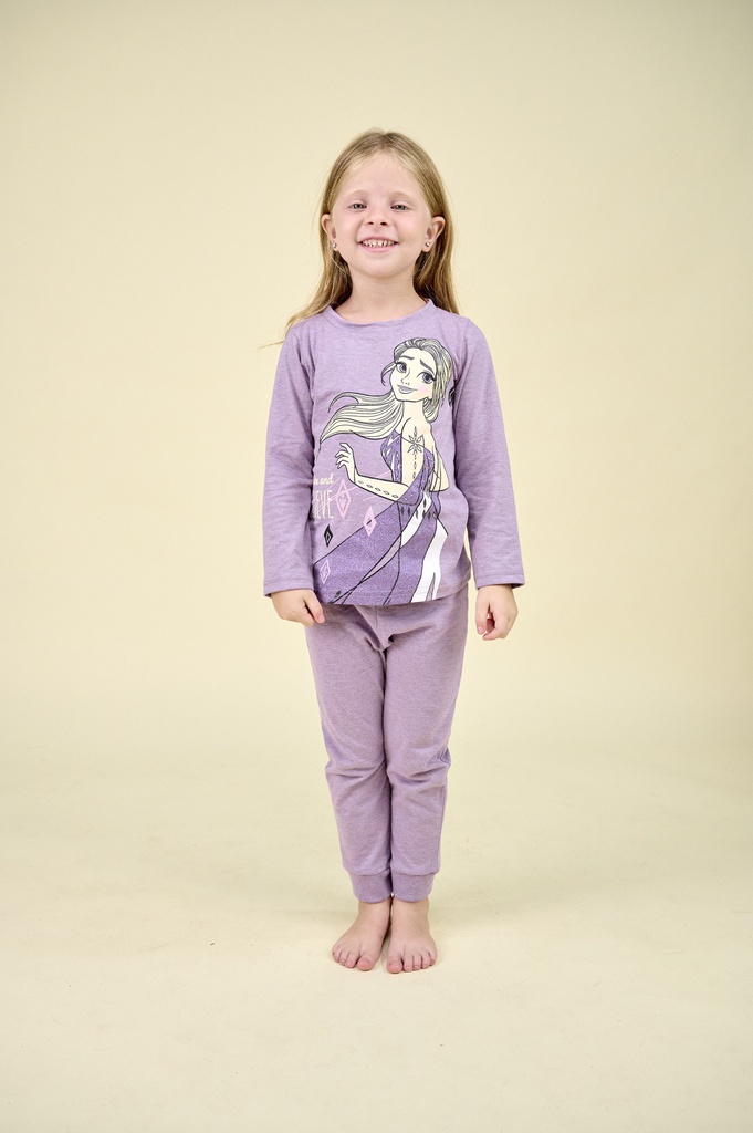 LIQUIDACION ! - INV. PIJAMA JERSEY ML ESTAMPADO CON GLITTER "FROZEN" 