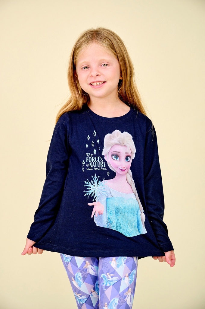 INV. REMERA JERSEY ML &quot;FROZEN&quot; ESTAMPADA CON FRUNCE EN MANGAS