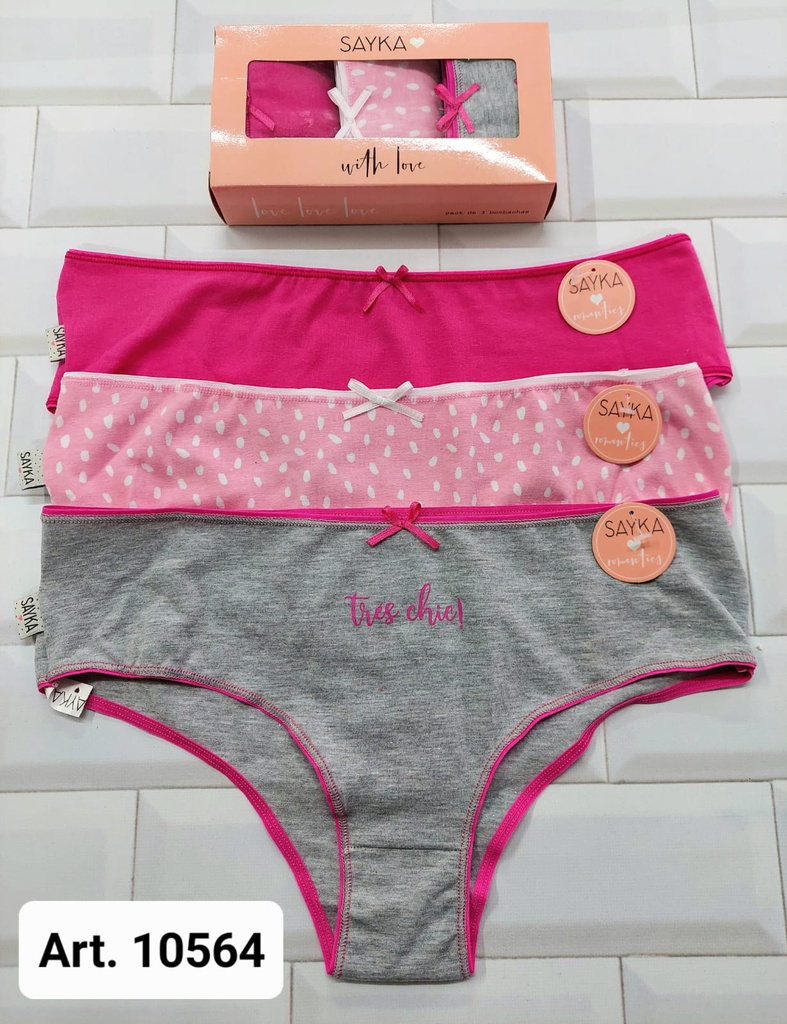 PACK X3 CULOTE DE ALGODON Y LYCRA ESTAMPADA