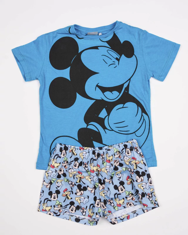 VER. PIJAMA DE ALGODON REMERA MANGA CORTA ESTAMPADA Y SHORT SUBLIMADO &quot;MICKEY&quot;