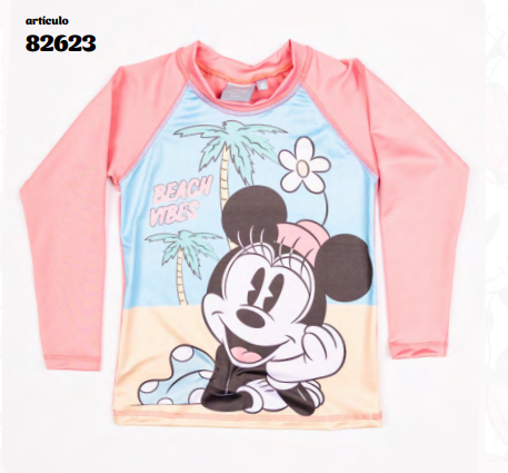 VER. REMERA CON PROTECCION UV SUBLIMADA &quot;MINNIE&quot;