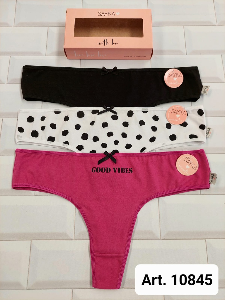 PACK X 3 CULOTTE LESS ALG/LYCRA ESTAMPADA