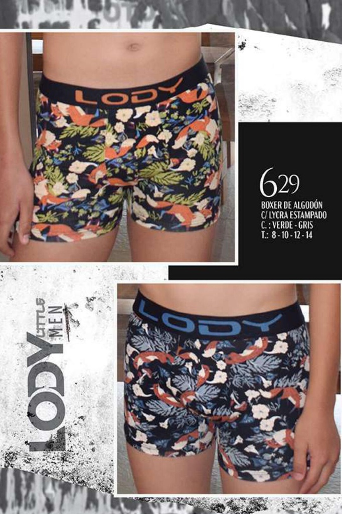 BOXER NIÑOS DE ALGODON LYCRA ESTAMPADO ZORROS