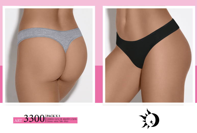 PACK X 3 COLALES CURVY ALGODÓN Y LYCRA LISO