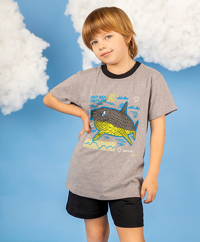 VER. PIJAMA REMERA Y SHORT "TIBURON-DINO"
