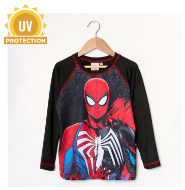 VER. REMERA NEGRA  MANGAS LARGAS PROTECCION UV &quot;SPIDERMAN&quot;