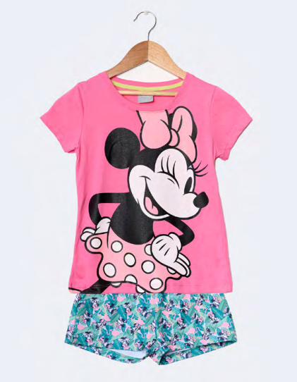 VER. PIJAMA REMERA MANGAS CORTA Y SHORT ESTAMPADO &quot;MINNIE&quot;