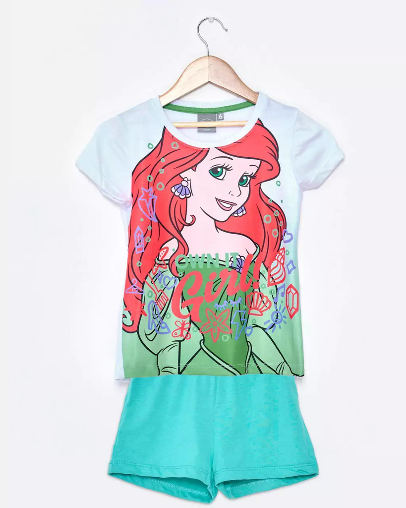 VER. PIJAMA REMERA SUBLIMADA Y SHORT LISO "LA SIRENITA"