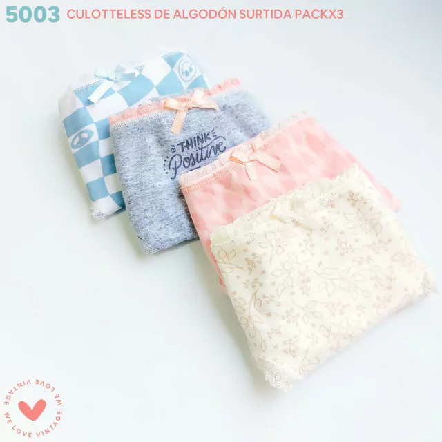 PACK X3 CULOTELESS ESTAMPADO CON PUNTILLA