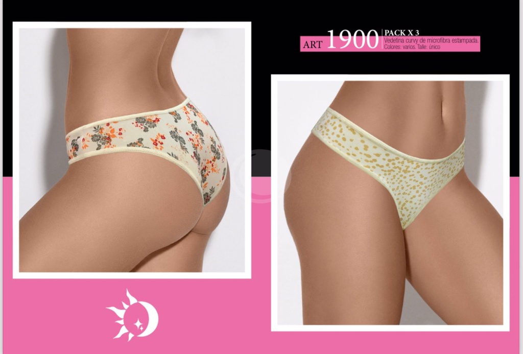 PACK X 3 VEDETINA CURVY MICROFIBRA ESTAMPADA