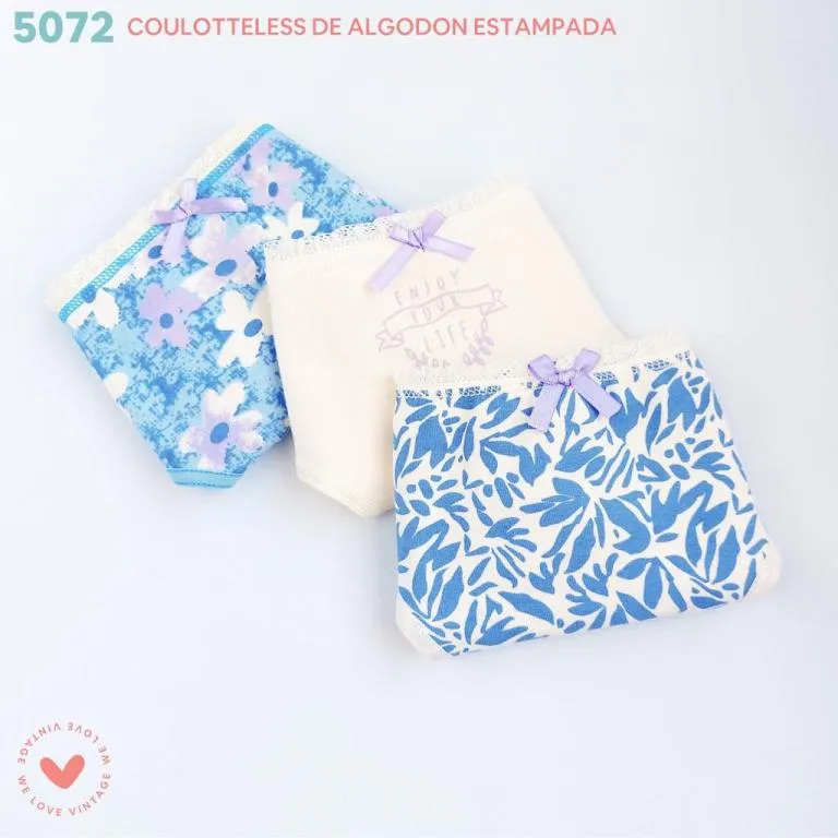 PACK X3 CULOTELESS DE ALGODÓN Y LYCRA ESTAMPADO