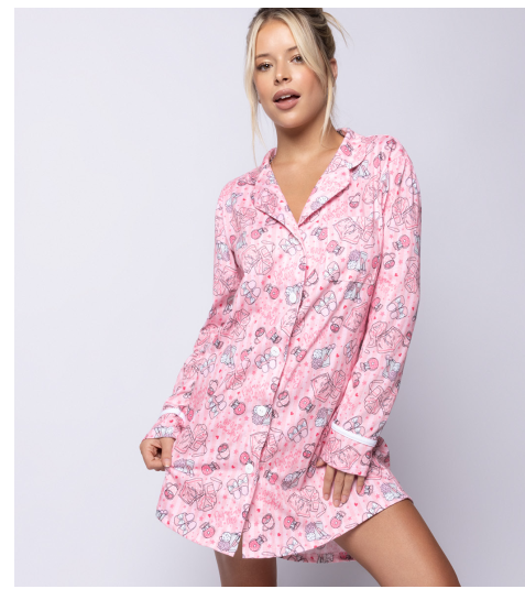  IINV. CAMISON ABOTONADO DE ALGODON ESTAMPADO