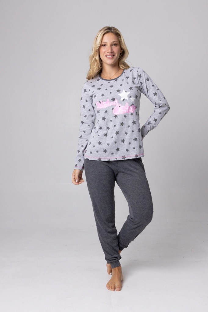 LIQUIDACION ! - INV. PIJAMA DAMA BABUCHA DE JERSEY &quot;ESTRELLAS&quot;