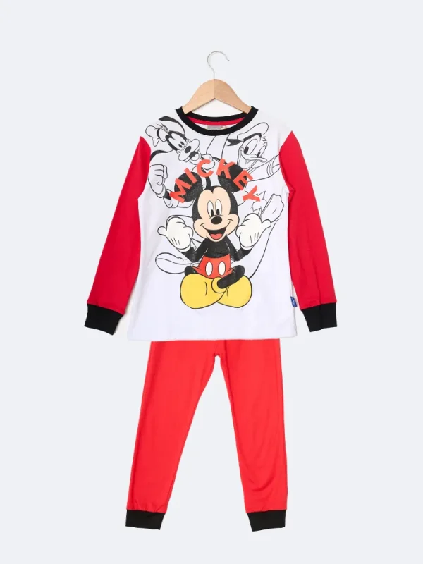 LIQUIDACION ! - INV. PIJAMA DE ALGODÓN CON MANGAS COMBINADAS Y PANTALON LISO "MICKEY"