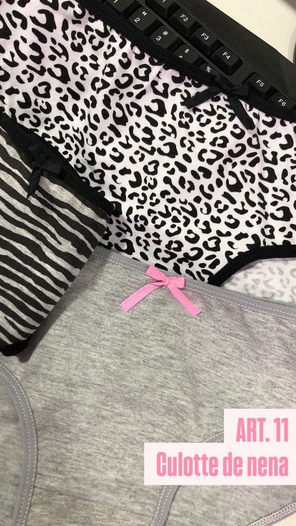 PACK X3 CULOTTE NENA DE ALGODÓN Y LYCRA SURTIDO