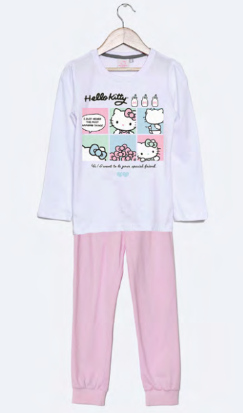  INV. PIJAMA DE ALGODÓN Y PANTALON LISO "KITTY"