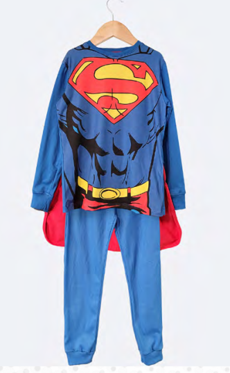 LIQUIDACION ! - INV. PIJAMA DISFRAZ DE ALGODÓN CON CAPA "SUPERMAN"