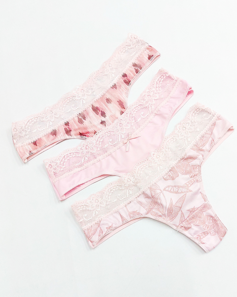 ROSA CULOTELES DE MICROFIBRA CON PUNTILLA