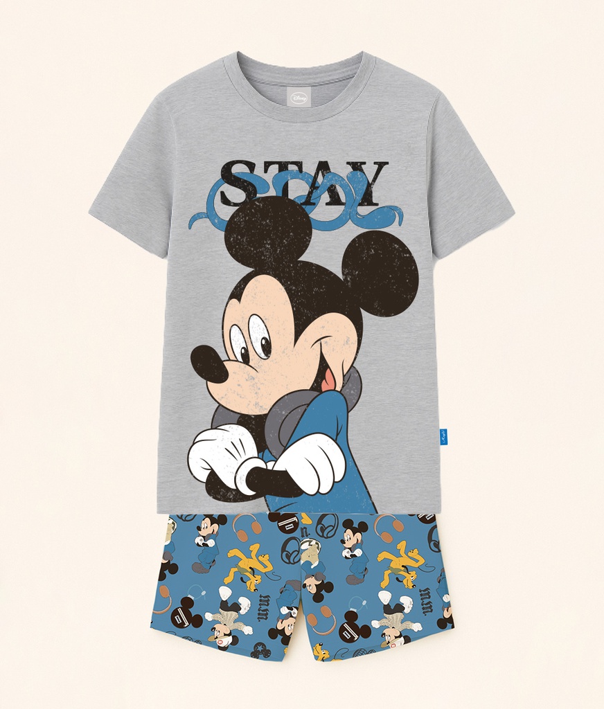 VER. PIJAMA REMERA DE ALGODÓN Y SHORT SUBLIMADO "MICKEY"