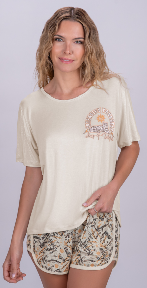 VER. PIJAMA REMERA Y SHORT  ESTAMPADO &quot;TIGRE&quot;
