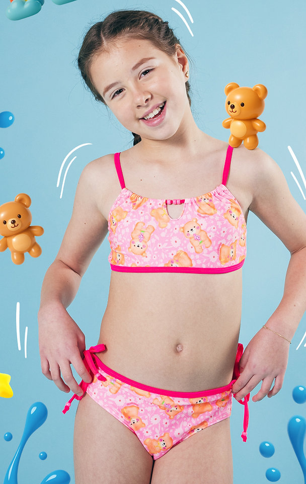 VER. MALLA BIKINI CON CANUTILLOS Y BOMBACHA CON TIRAS LATERALES ESTAMPADA