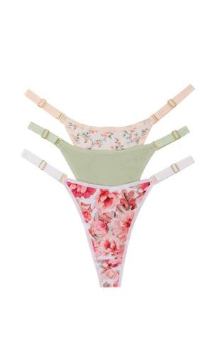 PACK X3 TANGA REGULABLE CAVADA DE ALGODÓN ESTAMPADA &quot;VINTAGE&quot;