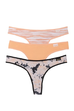 PACK X3 COLALES DE ALGODÓN Y LYCRA ESTAMPADA "DURAZNO"