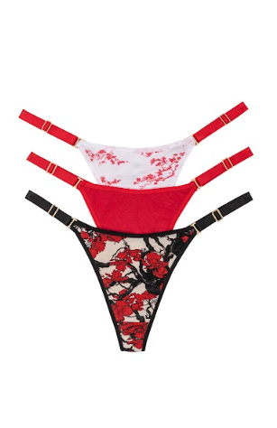 PACK X3 TANGA REGULABLE CAVADA DE ALGODÓN Y LYCRA ESTAMPADA