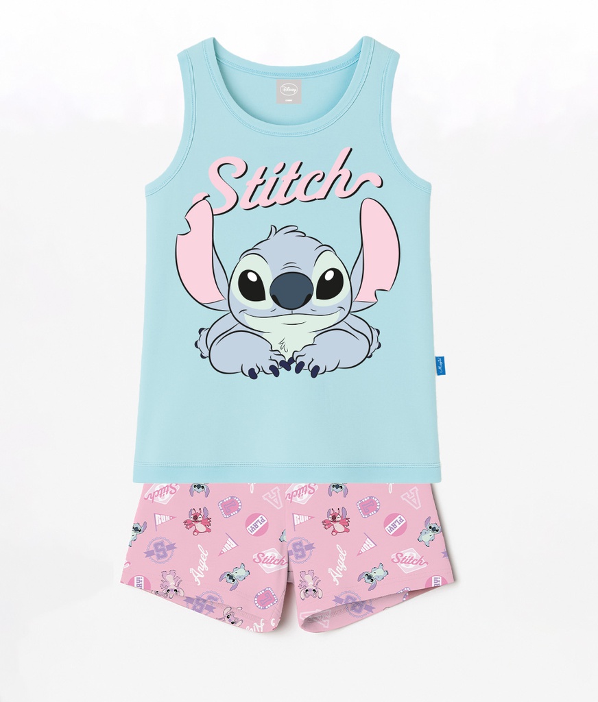 VER. PIJAMA MUSCULOSA Y SHORT ESTAMPADO "STITCH"