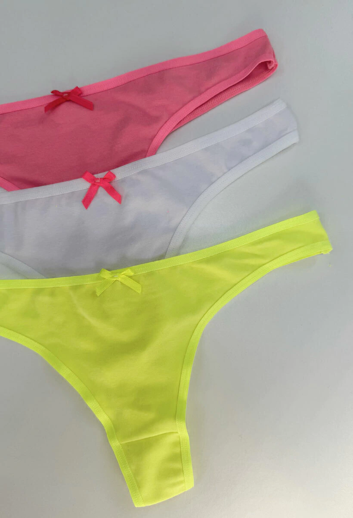 PACK X3 COLALES DE ALGODÓN Y LYCRA LISO FLUO