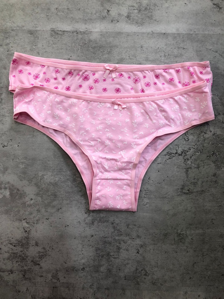 PACK X2 VEDETINA ROSA DE ALGODÓN Y LYCRA ESTAMPADA