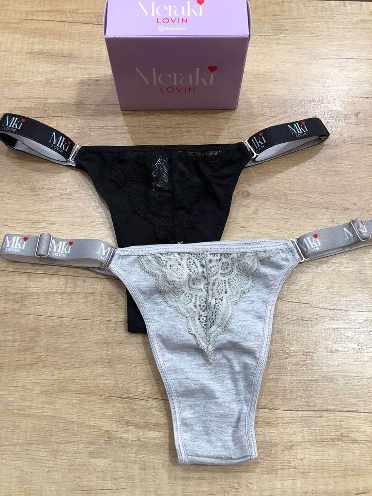 PACK X2 COLALES REGULABLE DE ALGODÓN Y LYCRA LISA CON DETALLE DE PUNTILLA