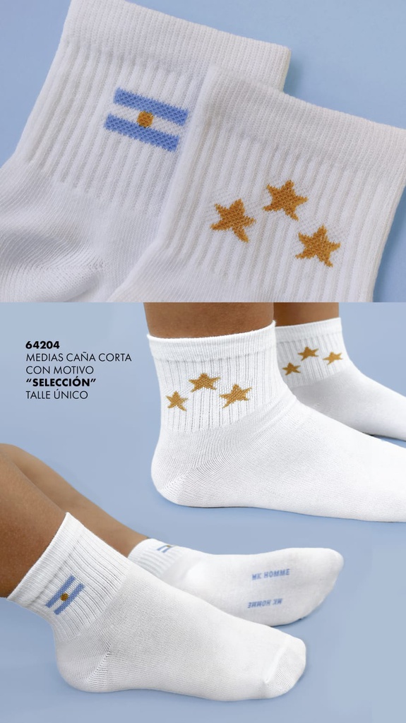 MEDIA TOBILLERA HOMBRE CON MOTIVO "SELECCION ARG"