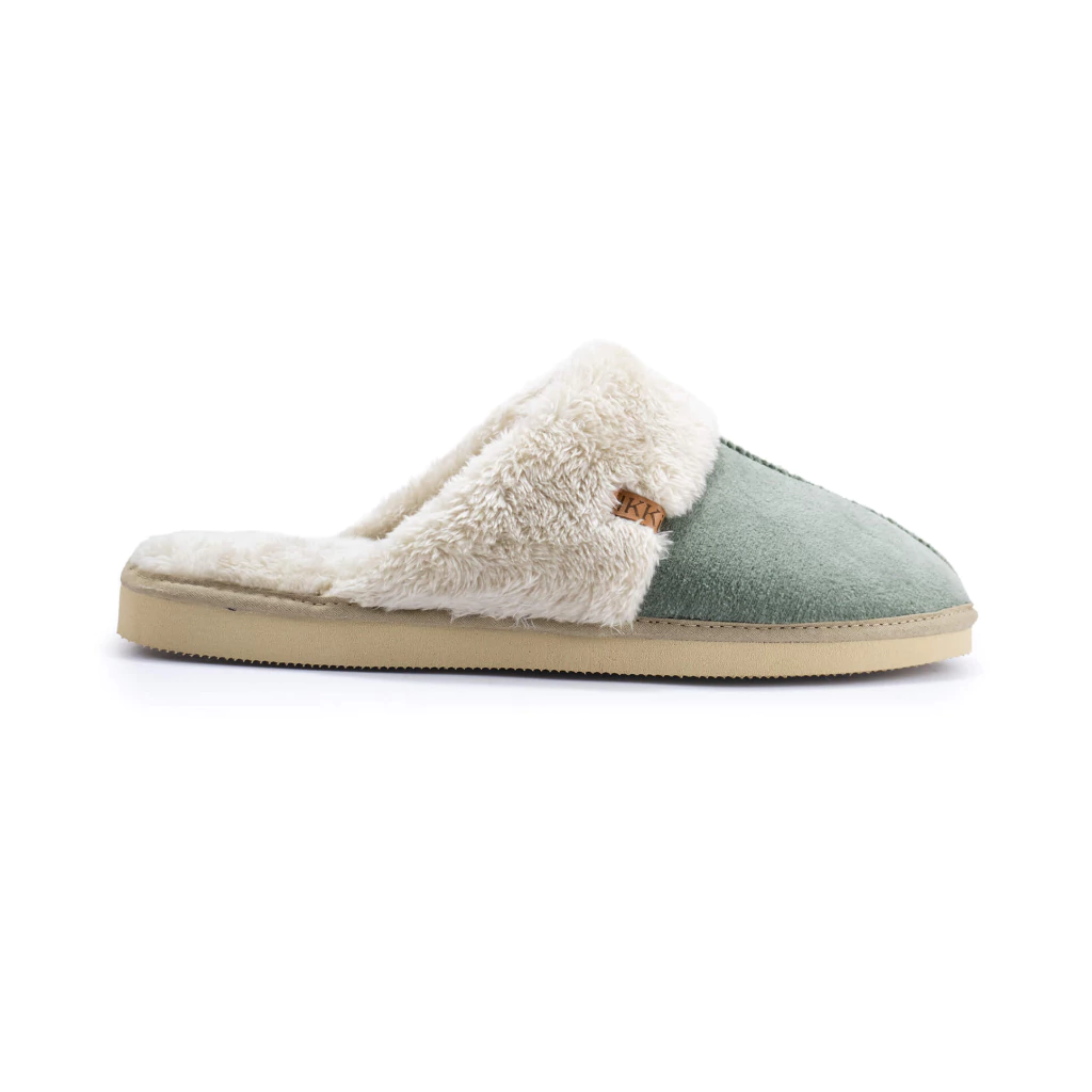INV. PANTUFLA HOMBRE DE PLUSH CON VIVO Y PLANTILLA DE CORDERITO apta para lavar en lavarropas