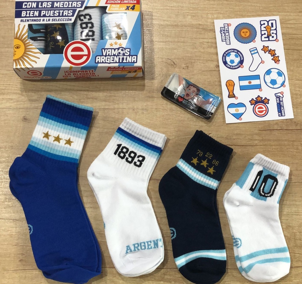 BOX DE MEDIAS 1/3 MUNDIAL FAMILIAR X4 (Kit de maquillaje y stickers)