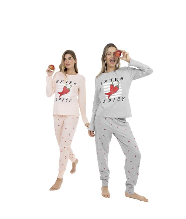  INV. PIJAMA DAMA MANGA LARGA DE ALGODÓN ESTAMPADO